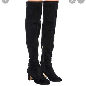 Tory Burch Laila Suede Bow Gold Reva Zip Over The Knee Boots sz. 9